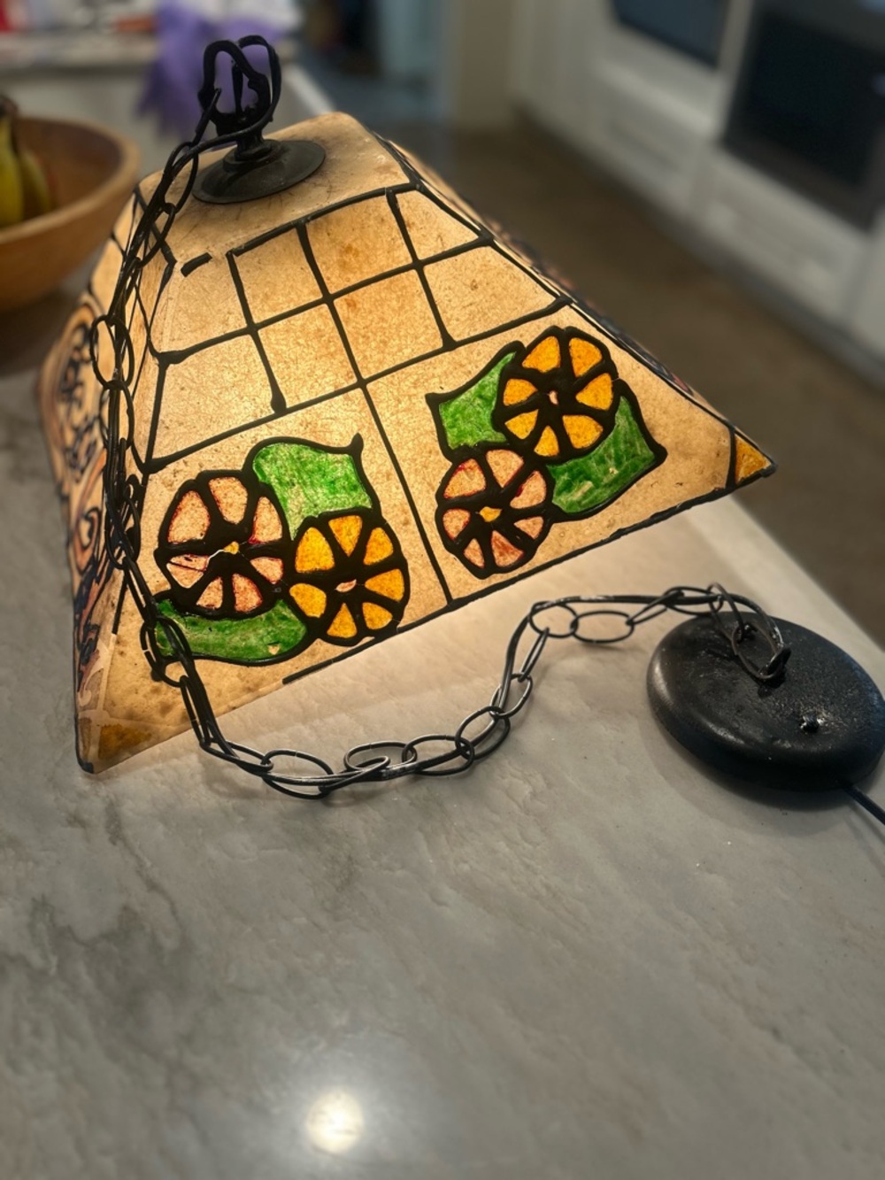 Vintage Hanging Coca Cola Light Square Fixture Plastic Tiffany Stain Glass Style - Picture 4 of 7